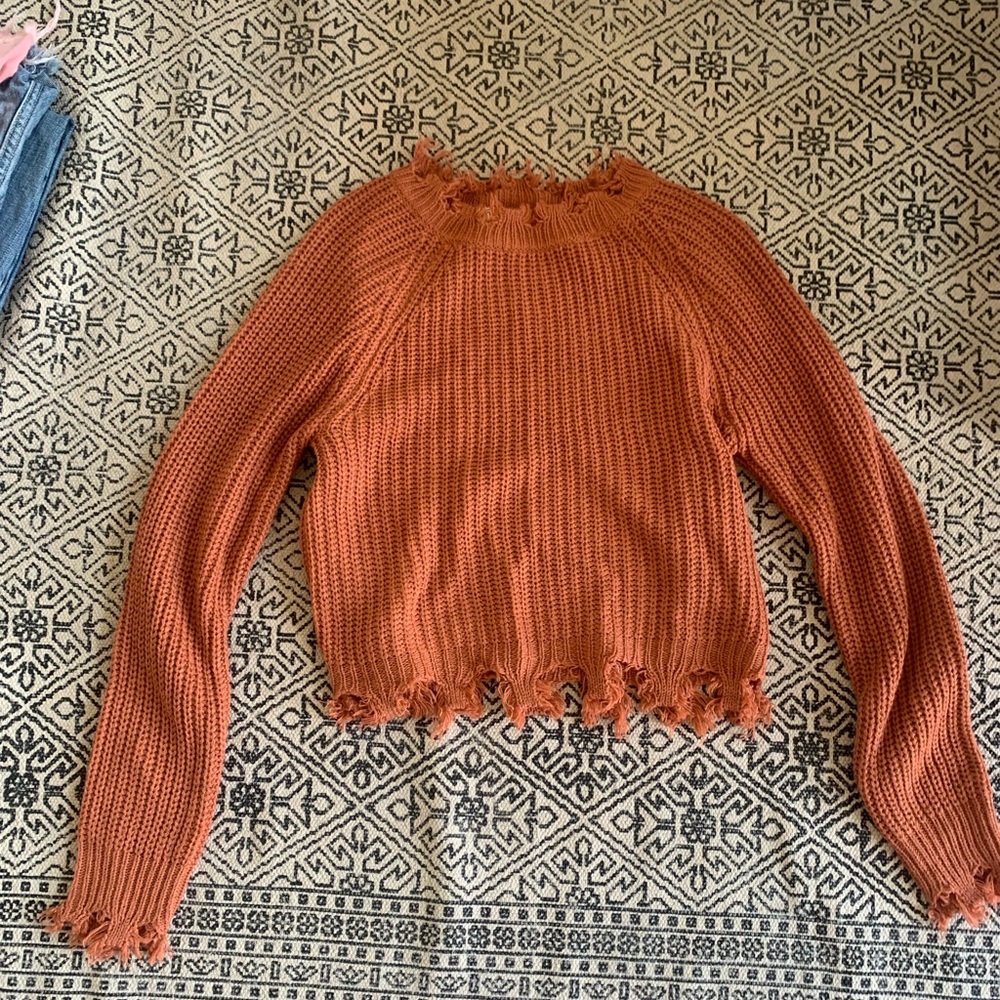 NWOT Boutique Frayed Sweater